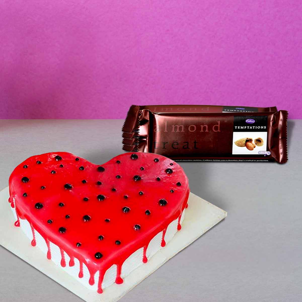 Heart Shape Strawberry Cake With Cadbury